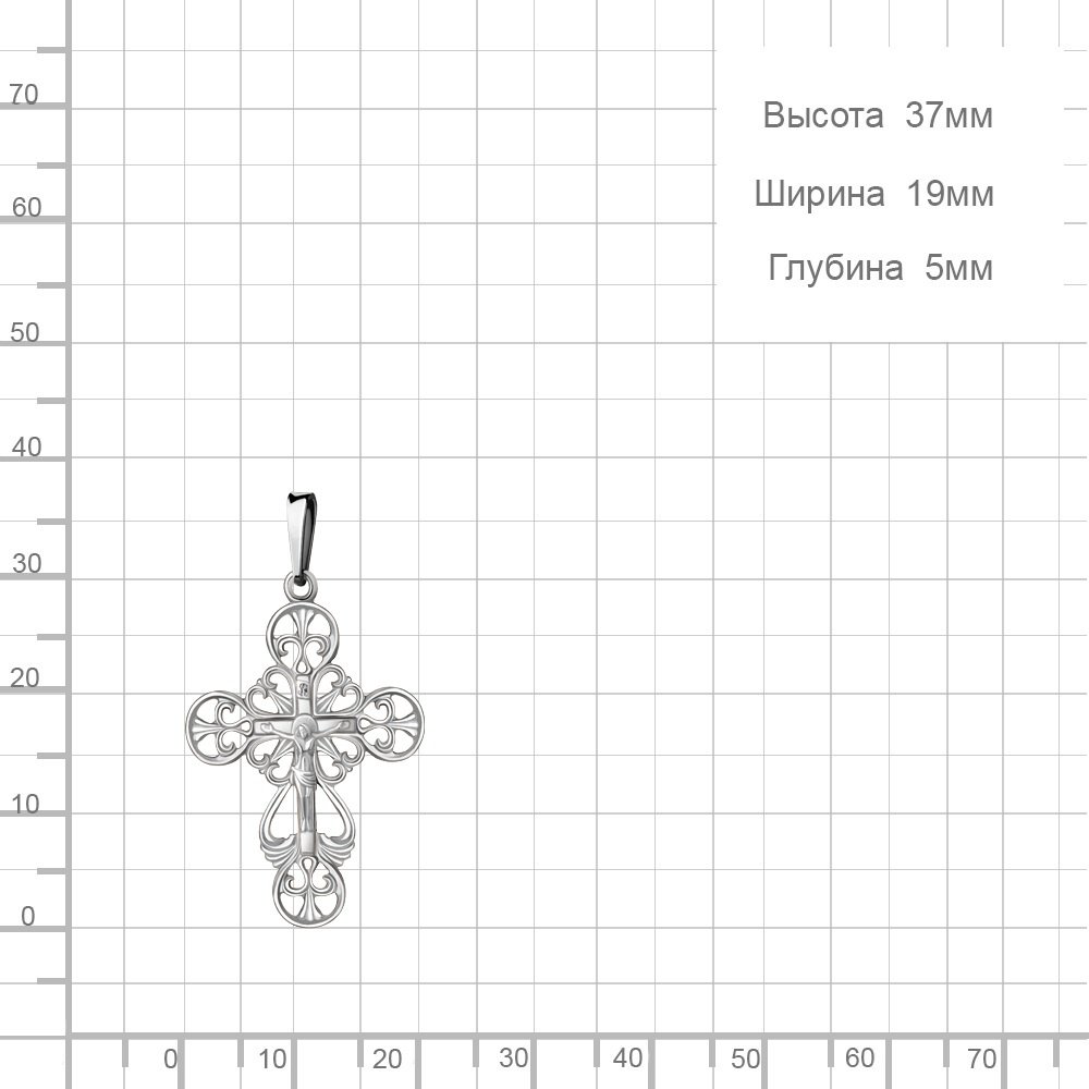 Крестик AQUAMARINE 10323 вес 2.13 г серебро, без вставок купить,NaN