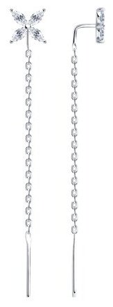 Серьги-цепочки SOKOLOV 94025995 вес 1.02 г серебро, фианит купить,NaN