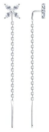 Серьги-цепочки SOKOLOV 94025995 вес 1.02 г серебро, фианит купить,NaN