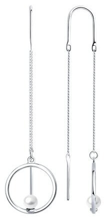 Серьги-цепочки SOKOLOV 94026002 вес 2.14 г серебро, жемчуг купить,NaN