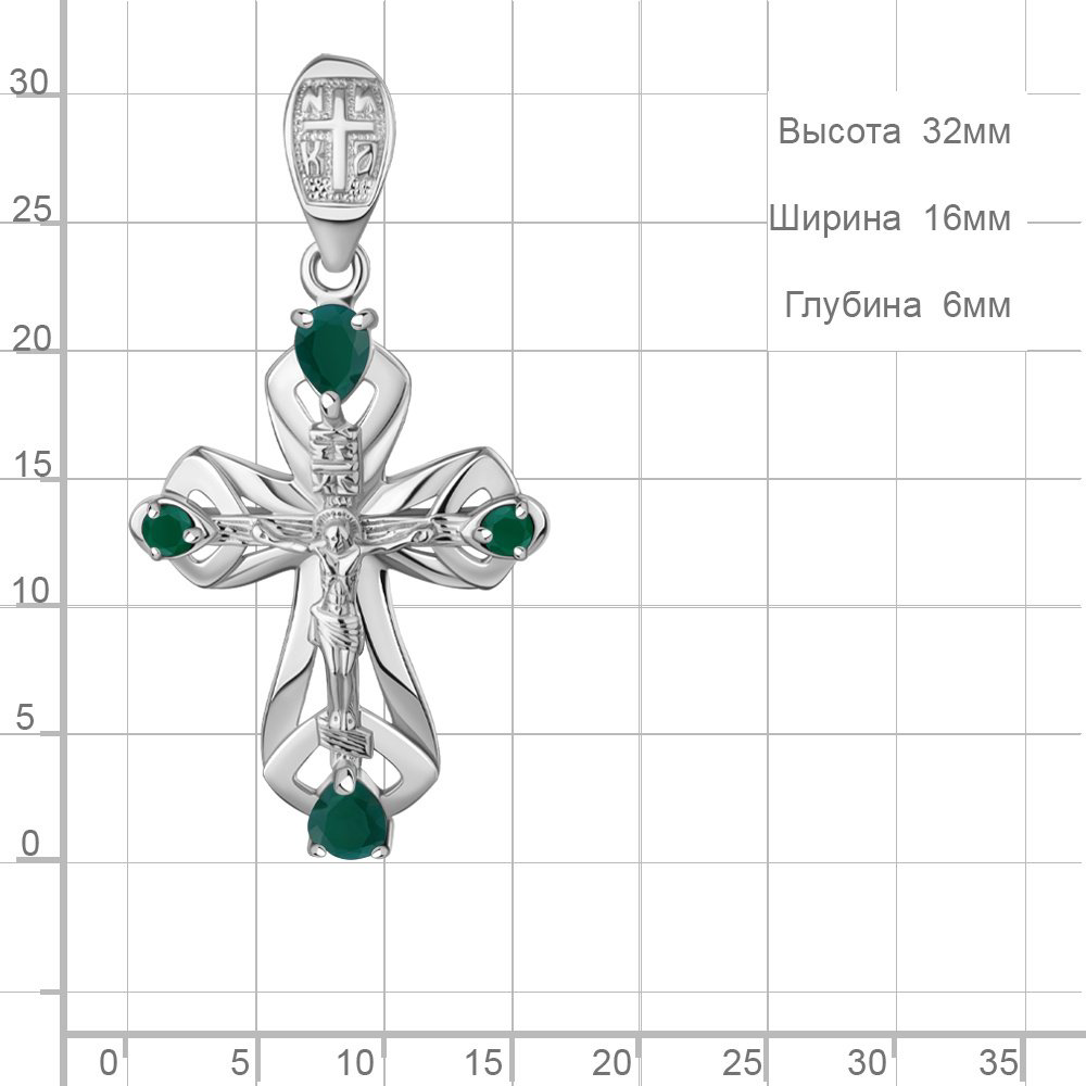 Крестик AQUAMARINE 2225609.5 вес 1.68 г серебро, агат купить,NaN