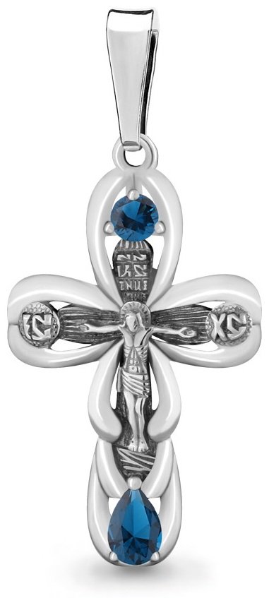 Крестик AQUAMARINE 2226008 вес 1.701 г серебро, топаз купить,NaN
