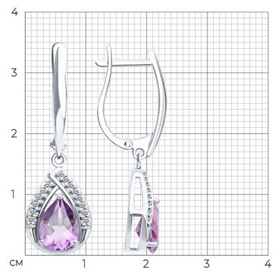 Серьги SOKOLOV A92023209C вес 4.41 г серебро, фианит, аметист купить,NaN