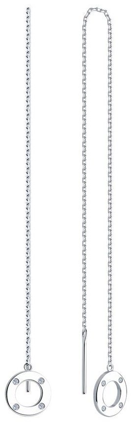 Серьги-цепочки SOKOLOV 94026101 вес 1.83 г серебро, фианит купить,NaN