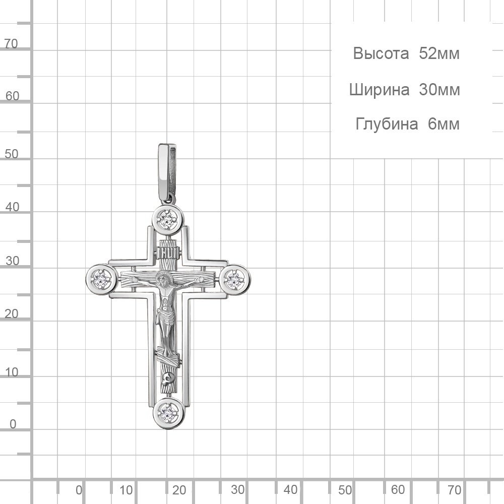 Крестик AQUAMARINE 22304А вес 6.19 г серебро, фианит купить,NaN