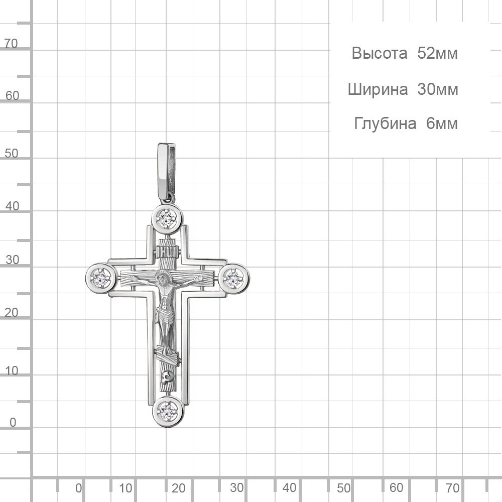 Крестик AQUAMARINE 22304А вес 6.19 г серебро, фианит купить,NaN