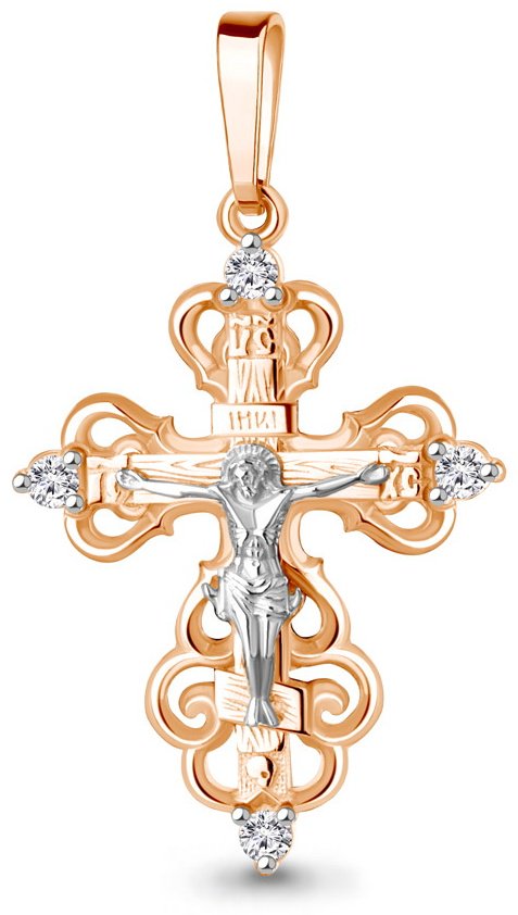 Крестик AQUAMARINE 22349А вес 3.2 г серебро, фианит купить,NaN