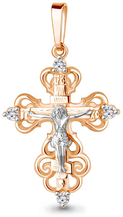Крестик AQUAMARINE 22349A вес 3.2 г серебро, фианит купить,NaN