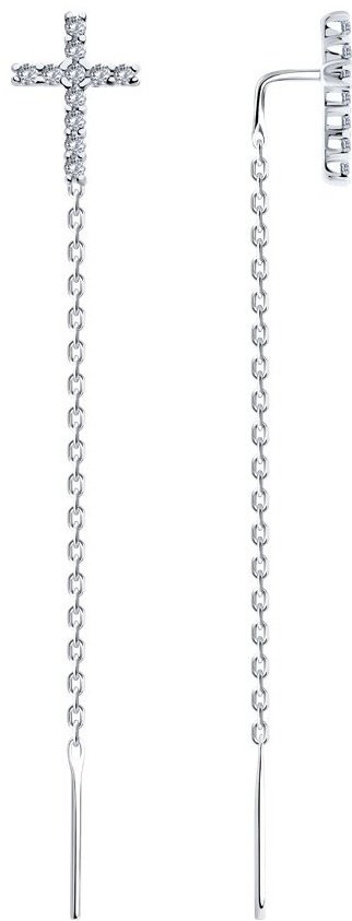 Серьги-цепочки SOKOLOV 94026504 вес 1.4 г серебро, фианит купить,NaN