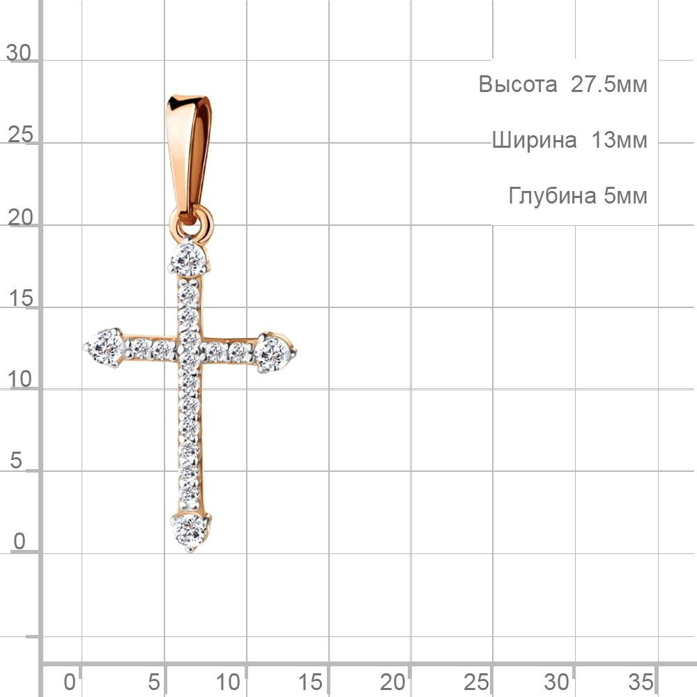 Крестик AQUAMARINE 24570А.6 вес 0.9 г серебро, фианит купить,NaN