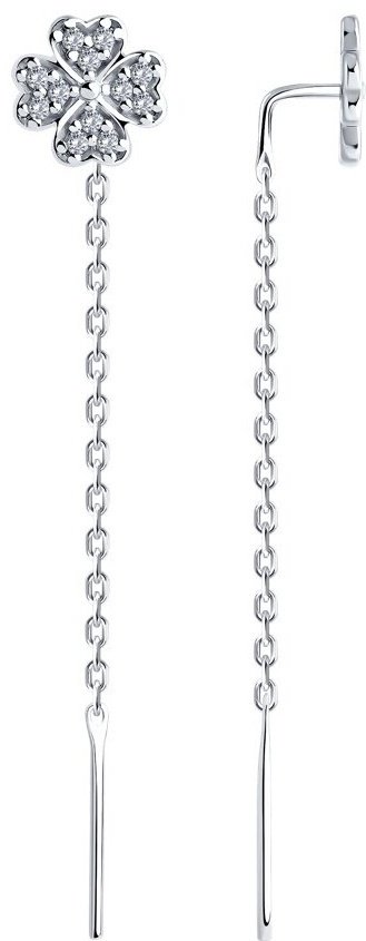 Серьги-цепочки SOKOLOV 94026533 вес 1.32 г серебро, фианит купить,NaN