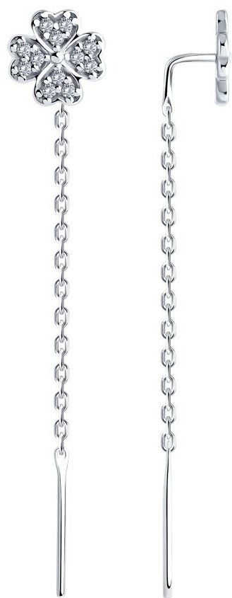 Серьги-цепочки SOKOLOV 94026533 вес 1.32 г серебро, фианит купить,NaN