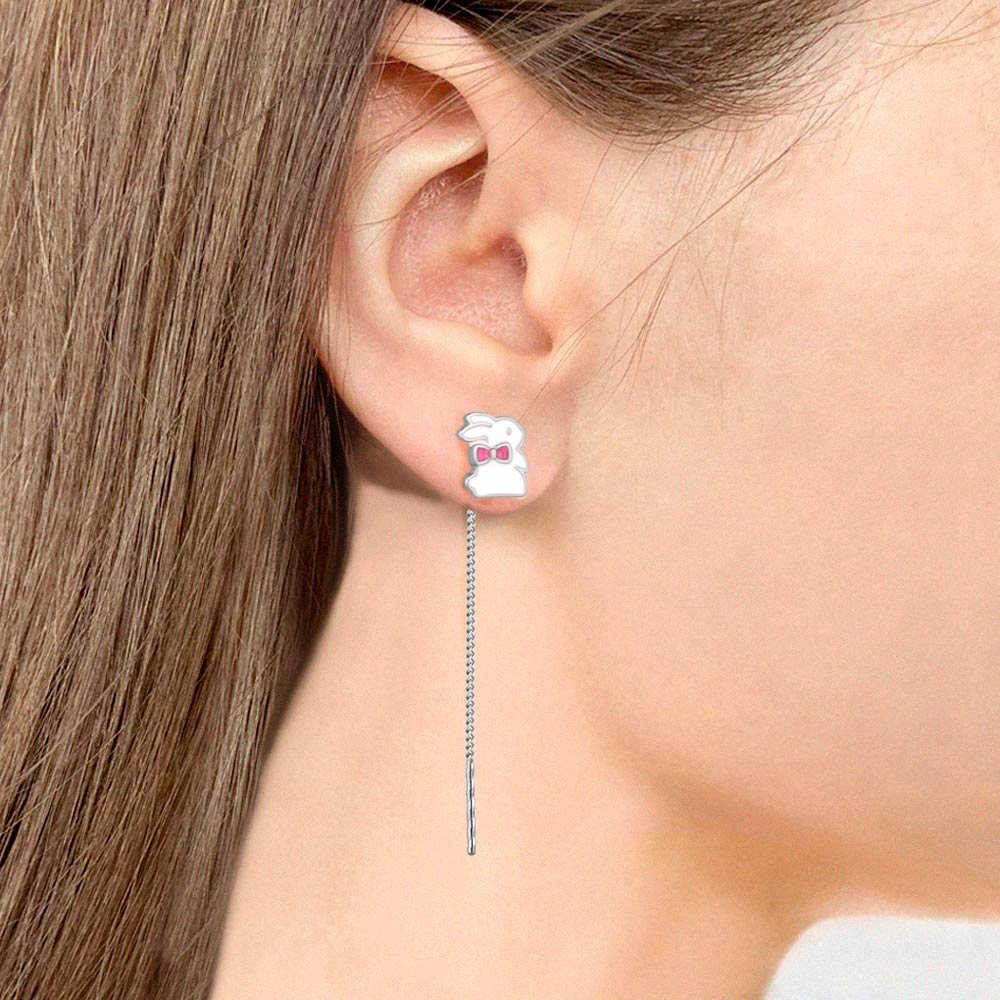 Серьги-цепочки AQUAMARINE 33964 вес 1.57 г серебро, без вставок купить,NaN