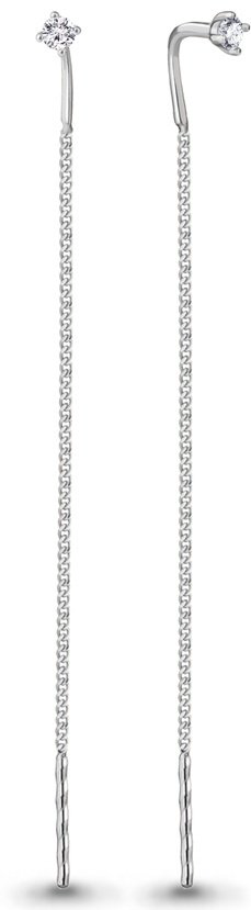 Серьги-цепочки AQUAMARINE 48312А вес 0.8 г серебро, фианит купить,NaN