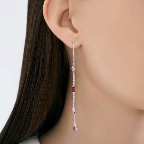 Серьги-цепочки SOKOLOV 94027302 вес 2.8 г серебро, корунд, фианит купить,NaN