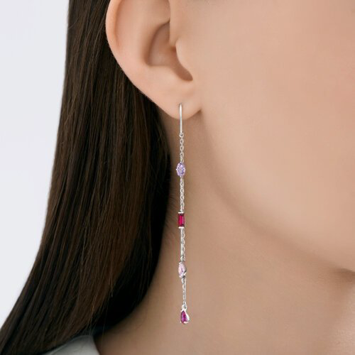Серьги-цепочки SOKOLOV 94027302 вес 2.8 г серебро, корунд, фианит купить,NaN