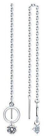 Серьги-цепочки SOKOLOV Diamonds 94024383 вес 1.93 г серебро, фианит купить,NaN