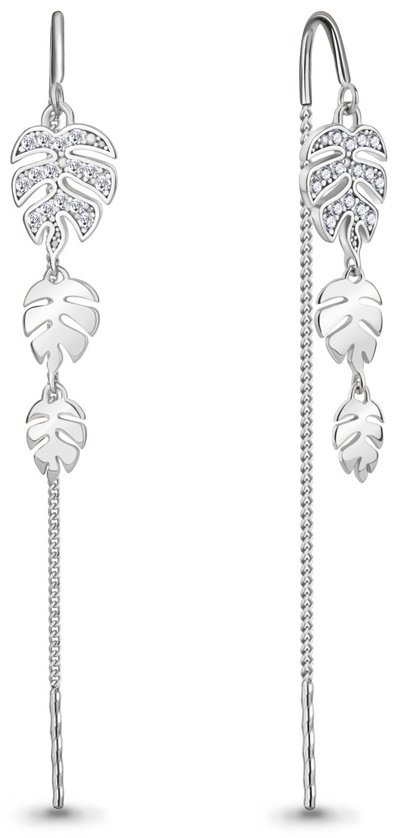 Серьги-цепочки AQUAMARINE 49887А вес 2.78 г серебро, фианит купить,NaN