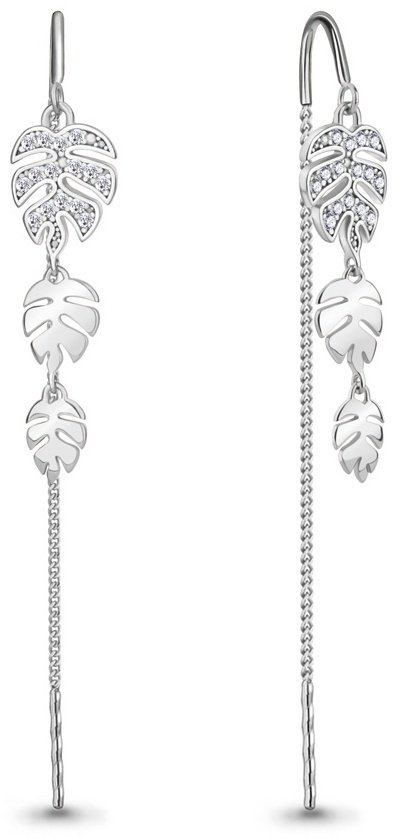 Серьги-цепочки AQUAMARINE 49887А вес 2.78 г серебро, фианит купить,NaN