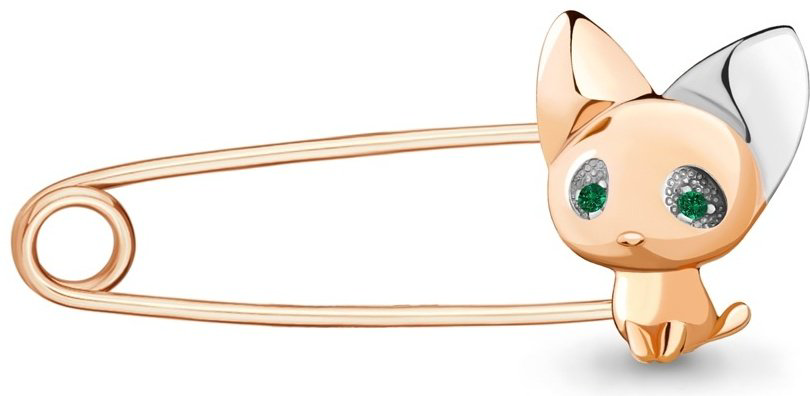 Булавка AQUAMARINE 72686Г вес 0.86 г серебро, наноизумруд купить,NaN