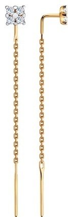 Серьги-цепочки Diamant 51-123-00431-1 вес 1.12 г золото, фианит купить,NaN