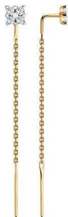 Серьги-цепочки Diamant 51-123-00431-1 вес 1.12 г золото, фианит купить,NaN