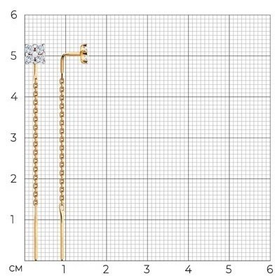 Серьги-цепочки Diamant 51-123-00431-1 вес 1.12 г золото, фианит купить,NaN