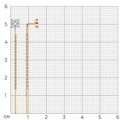 Серьги-цепочки Diamant 51-123-00431-1 вес 1.12 г золото, фианит купить,NaN