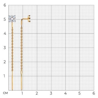 Серьги-цепочки Diamant 51-123-00431-1 вес 1.17 г золото, фианит купить,NaN