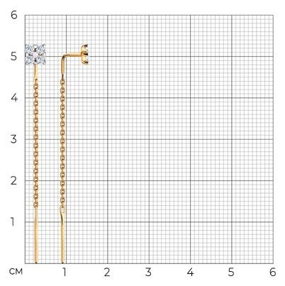 Серьги-цепочки Diamant 51-123-00431-1 вес 1.17 г золото, фианит купить,NaN