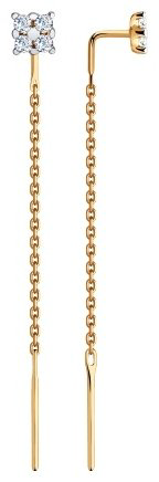 Серьги-цепочки Diamant 51-123-00431-1 вес 1.21 г золото, фианит купить,NaN