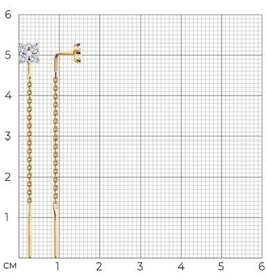 Серьги-цепочки Diamant 51-123-00431-1 вес 1.22 г золото, фианит купить,NaN