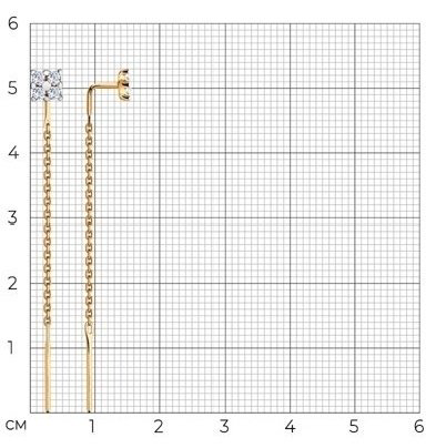 Серьги-цепочки Diamant 51-123-00431-1 вес 1.22 г золото, фианит купить,NaN