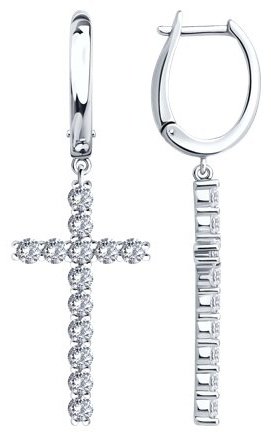 Серьги SOKOLOV 94027088 вес 7.37 г серебро, фианит купить,NaN