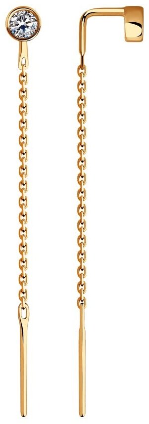 Серьги-цепочки Diamant 51-123-00503-1 вес 1.01 г золото, фианит купить,124000