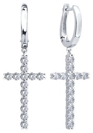 Серьги SOKOLOV 94027088 вес 7.37 г серебро, фианит купить,NaN