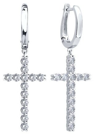 Серьги SOKOLOV 94027088 вес 7.37 г серебро, фианит купить,NaN