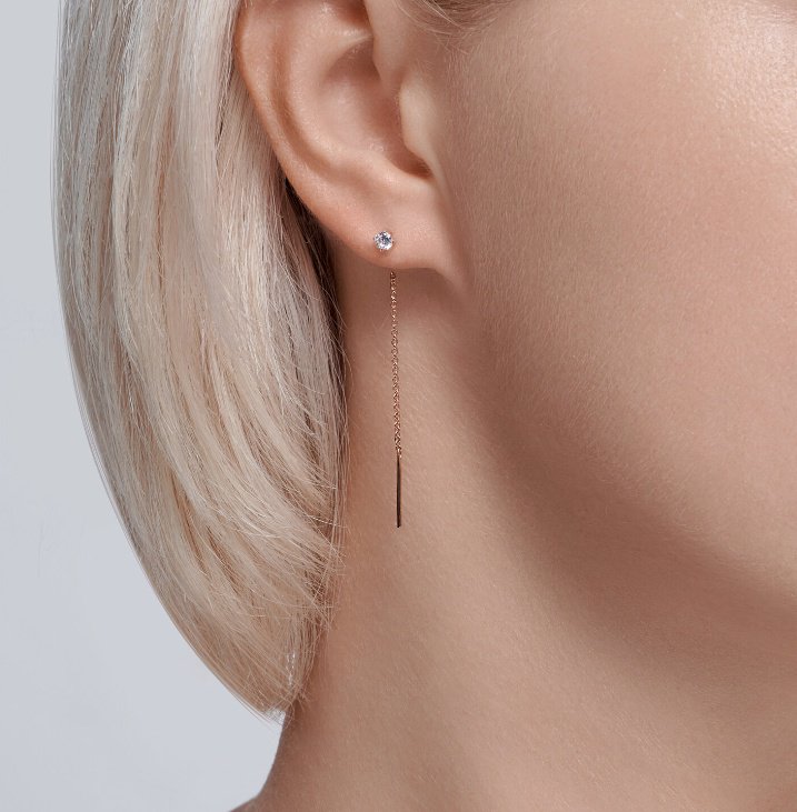 Серьги-цепочки Diamant 51-123-02105-1 вес 0.7 г золото, фианит купить,NaN