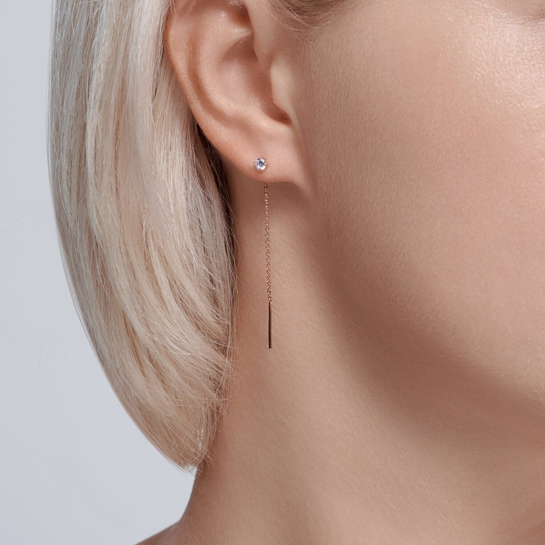 Серьги-цепочки Diamant 51-123-02105-1 вес 0.76 г золото, фианит купить,NaN