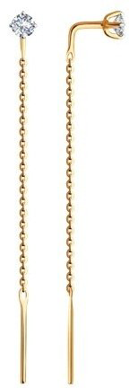 Серьги-цепочки Diamant 51-123-02105-1 вес 0.765 г золото, фианит купить,NaN