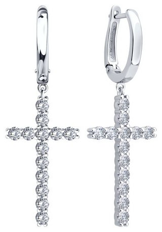 Серьги SOKOLOV 94027088 вес 7.49 г серебро, фианит купить,NaN