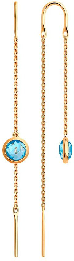 Серьги-цепочки Diamant 51-320-01420-1 вес 1.4 г золото, топаз купить,NaN