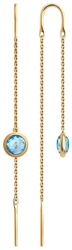Серьги-цепочки Diamant 51-320-01420-1 вес 1.4 г золото, топаз купить,NaN