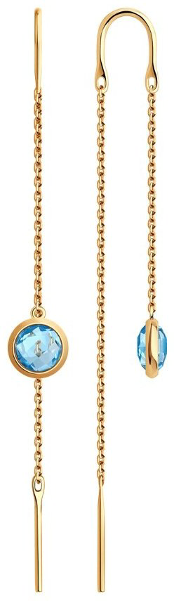 Серьги-цепочки Diamant 51-320-01420-1 вес 1.4 г золото, топаз купить,NaN