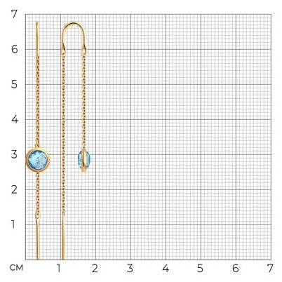 Серьги-цепочки Diamant 51-320-01420-1 вес 1.4 г золото, топаз купить,NaN