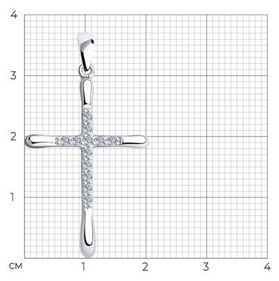 Крестик Diamant 94-130-01413-1 вес 1.51 г серебро, фианит купить,NaN