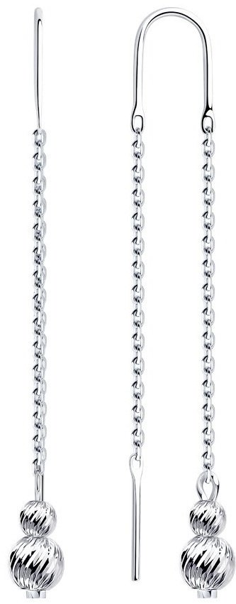 Серьги-цепочки Diamant 94-123-01458-1 вес 1.91 г серебро, фианит купить,NaN