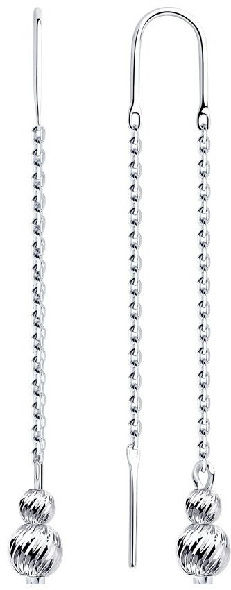 Серьги-цепочки Diamant 94-123-01458-1 вес 1.91 г серебро, фианит купить,NaN