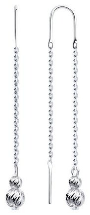 Серьги-цепочки Diamant 94-123-01458-1 вес 2.06 г серебро, без вставок купить,NaN