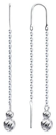 Серьги-цепочки Diamant 94-123-01458-1 вес 2.06 г серебро, без вставок купить,NaN